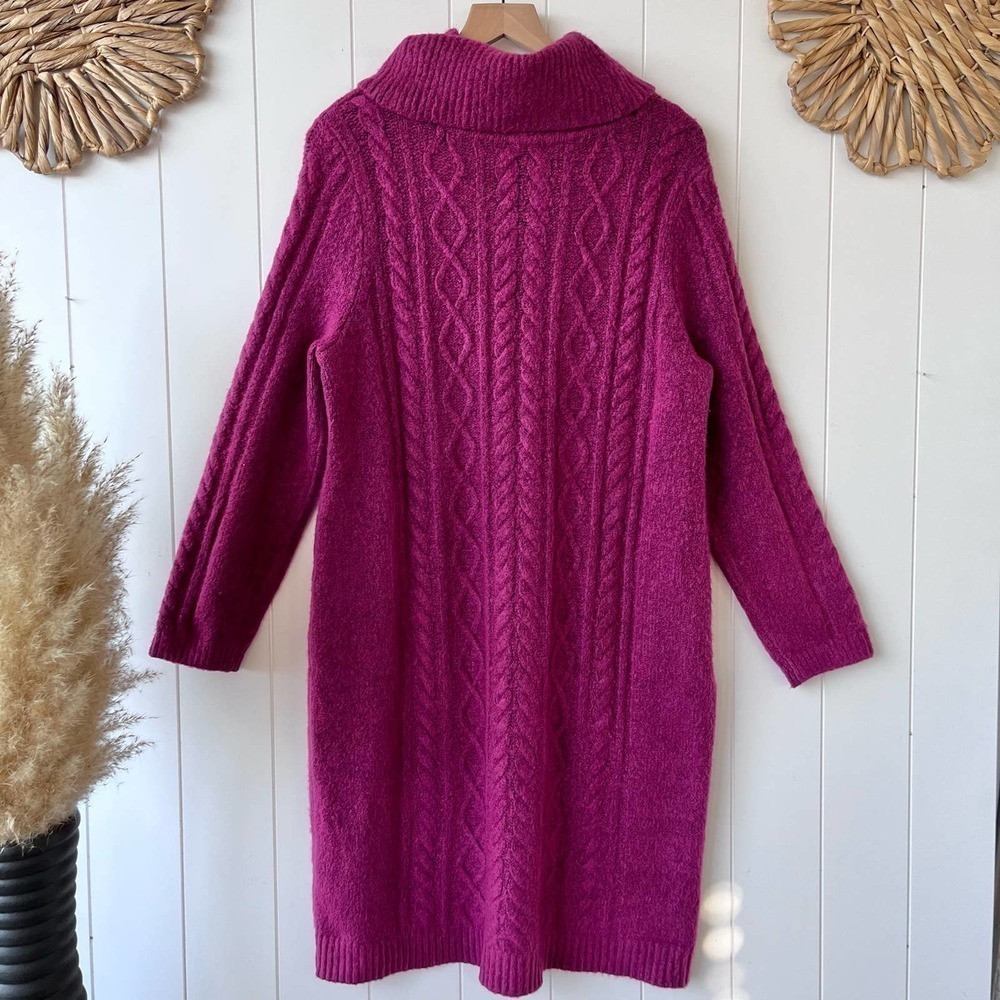 Talbots sweaters dress cable cowlneck Red stretchy - Picture 7 of 7